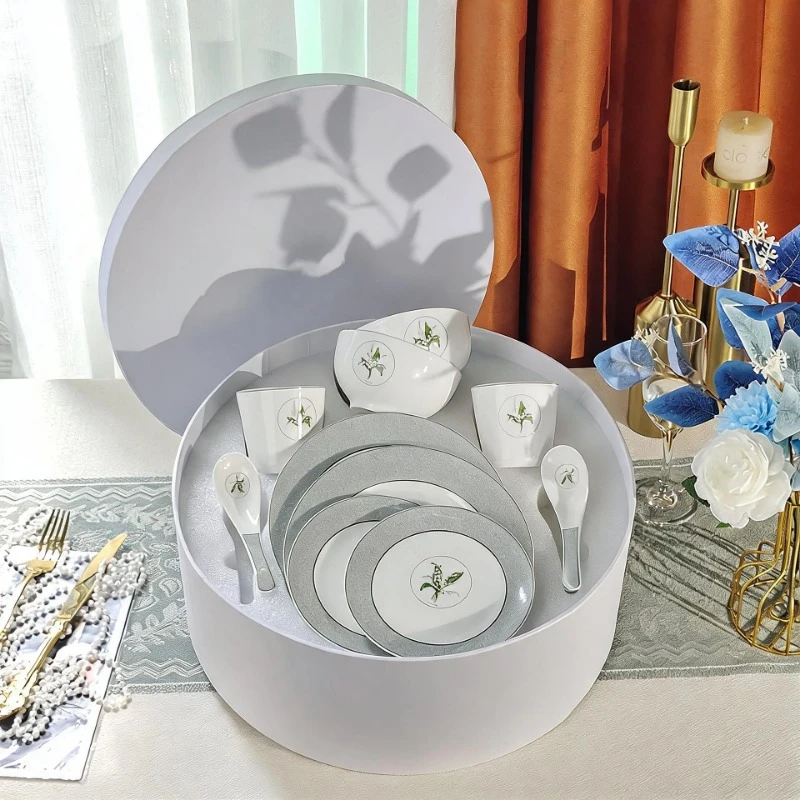 Bone China Tableware Set Dishes Plates And Cups Household Tableware Simple High-End Gift Recommendation