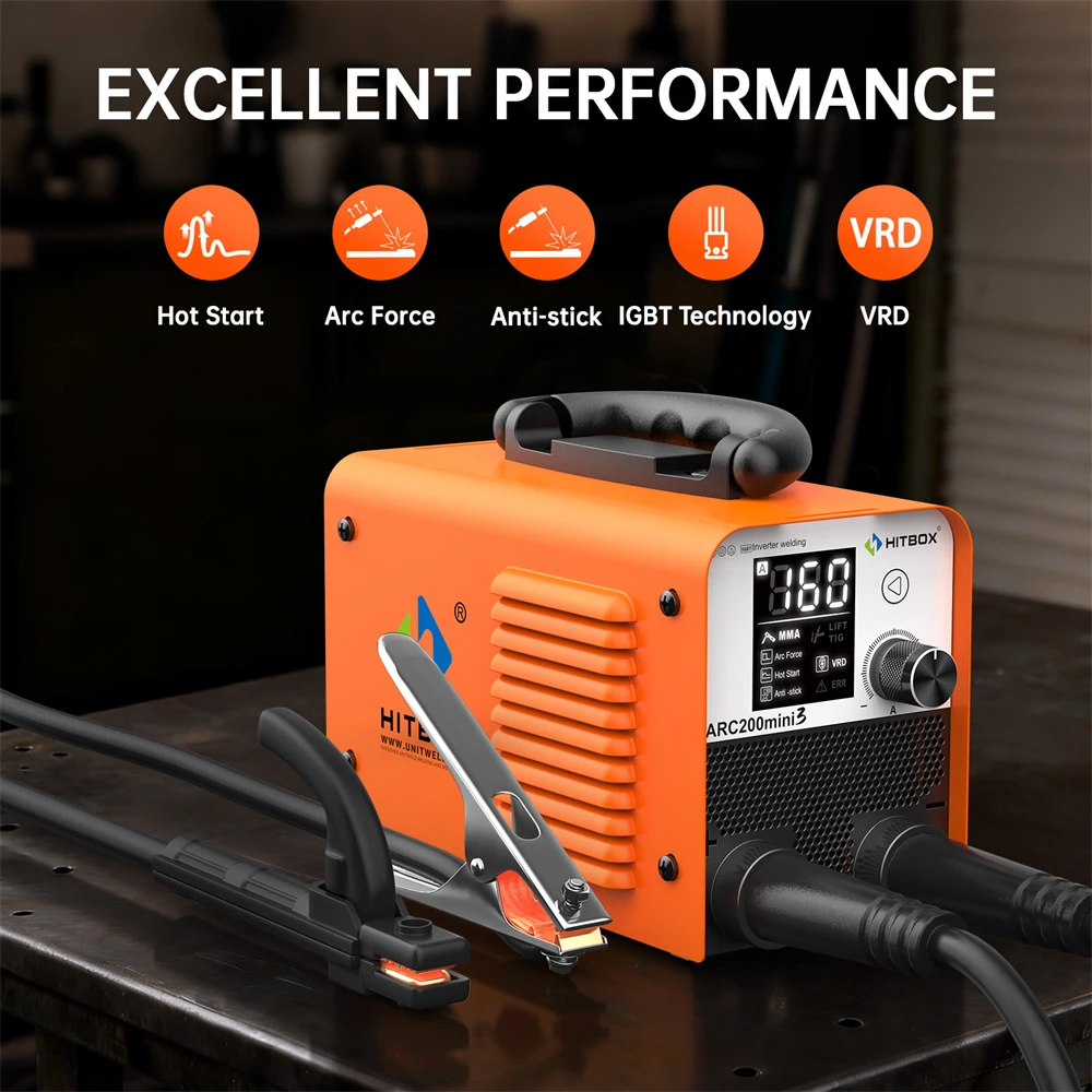 HITBOX Ultra-MIni Stick Welder 2 in 1 ARC MMA Lift TIG Portable Inverter Welding Machine Large Screen Hot Start Anti-stick Arc Force Electric Soldering Equipment 110V