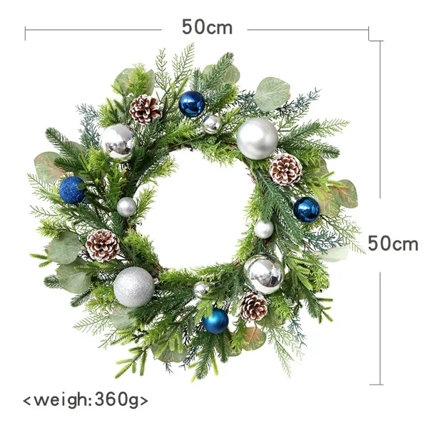 20 Inch Christmas Wreath for Christmas Decor Xmas Wreath with Pine Needles Pine Cone for Holiday Party Farmhouse Decorations