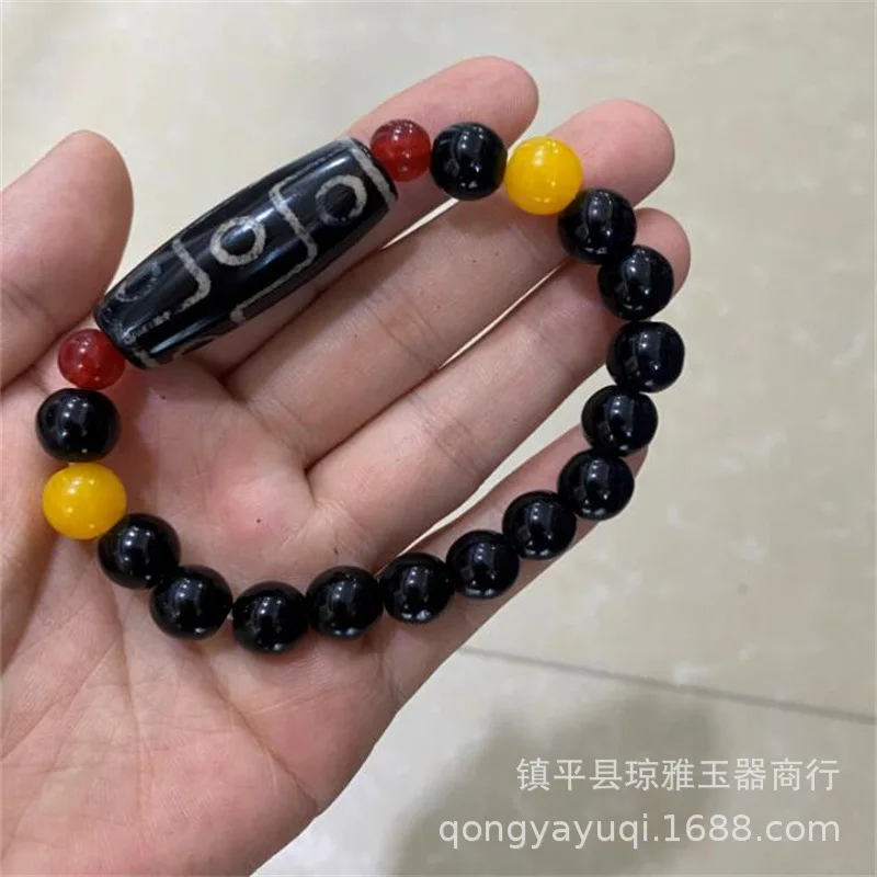 Tibetan Style Nine- Three-Eye Sky Bracelet Silk Agate Buddha Beads for Men and Women