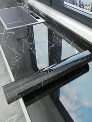 Black Marble, Peel and Stick Wallpaper, Black Marble Contact Paper Self-Adhesive and Removable Vinyl Wallpaper Waterproof Conta