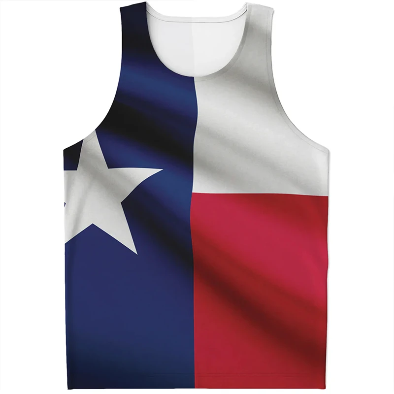 Fashion Texas Flag Pattern Tank Tops Summer Simple Casual Men Women 3D Printed Sleeveless T Shirts Loose Streetwear Vest Tees