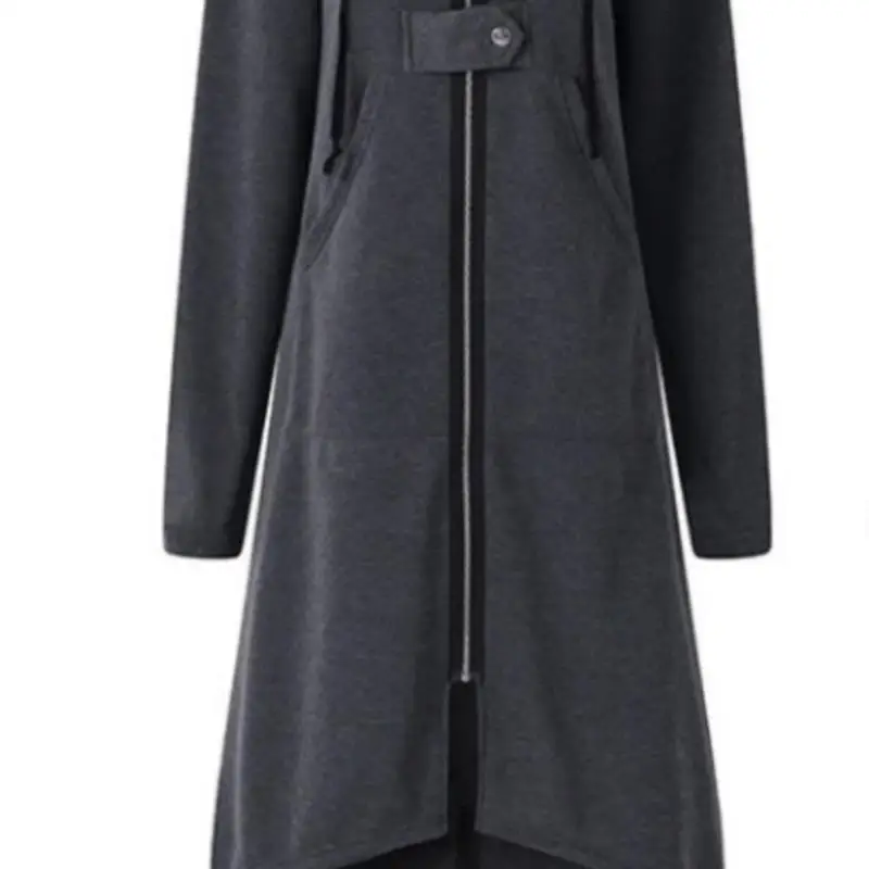 

Faionable Bla Zipper Retro Long Coat Spring Autumn Season Men's Clothing Special Wide Fit Single Button Closure Youth Trend