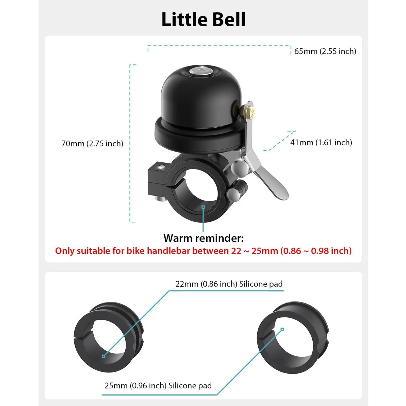 Bicycle Bell for airtag Bike Mount GPS Tracker Bell Waterproof Brass Holder Hides Under Bike Bell Anti-Theft