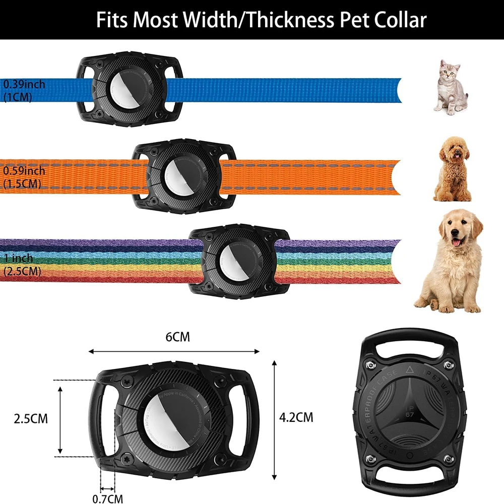 حامل Airtag مقاوم للماء من GITFOS لهاتف Apple Airtag، حافظة مفاتيح صلبة من مادة البولي يوريثان الحراري مع حلقة مفاتيح للأمتعة والكلاب والقطط