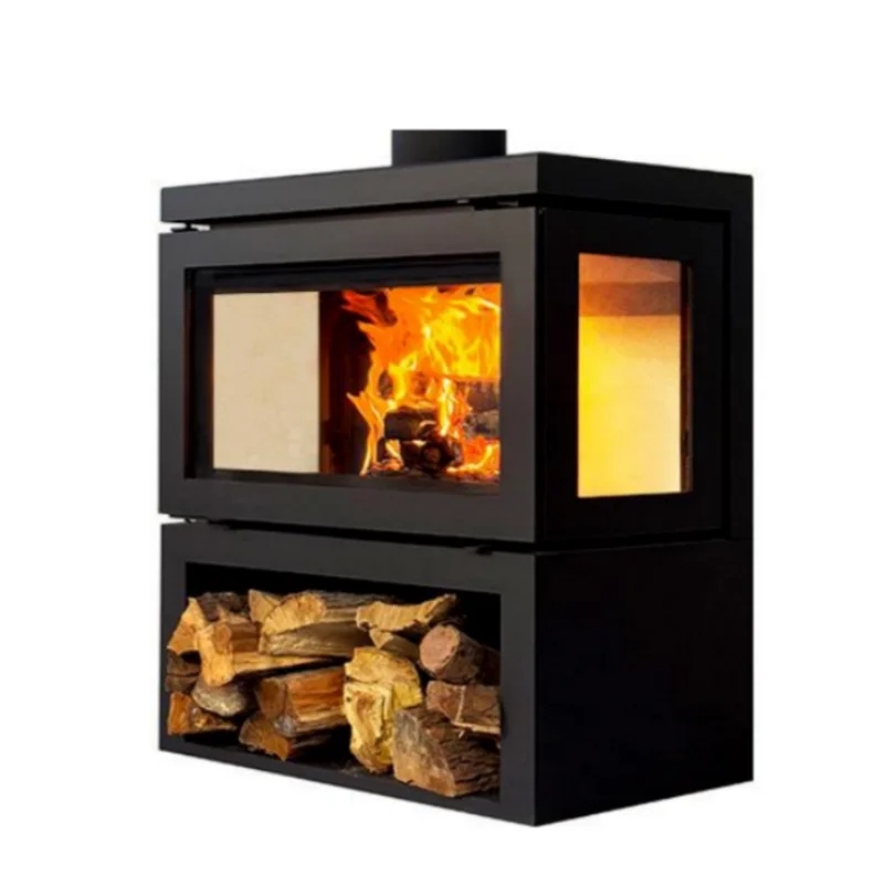 European Quality Cast Iron Wood-Burning Fireplace 95.1% Efficiency 15KW Power Freestanding Villa Use Long-Lasting Classic