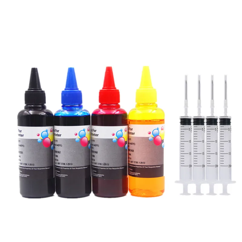 100ml Bottle Printer Dye Ink Refill Kits For HP 123xl 122xl 121xl 302xl 304 301 300 650 652 21 22 140 141 901 350 XL Cartridges