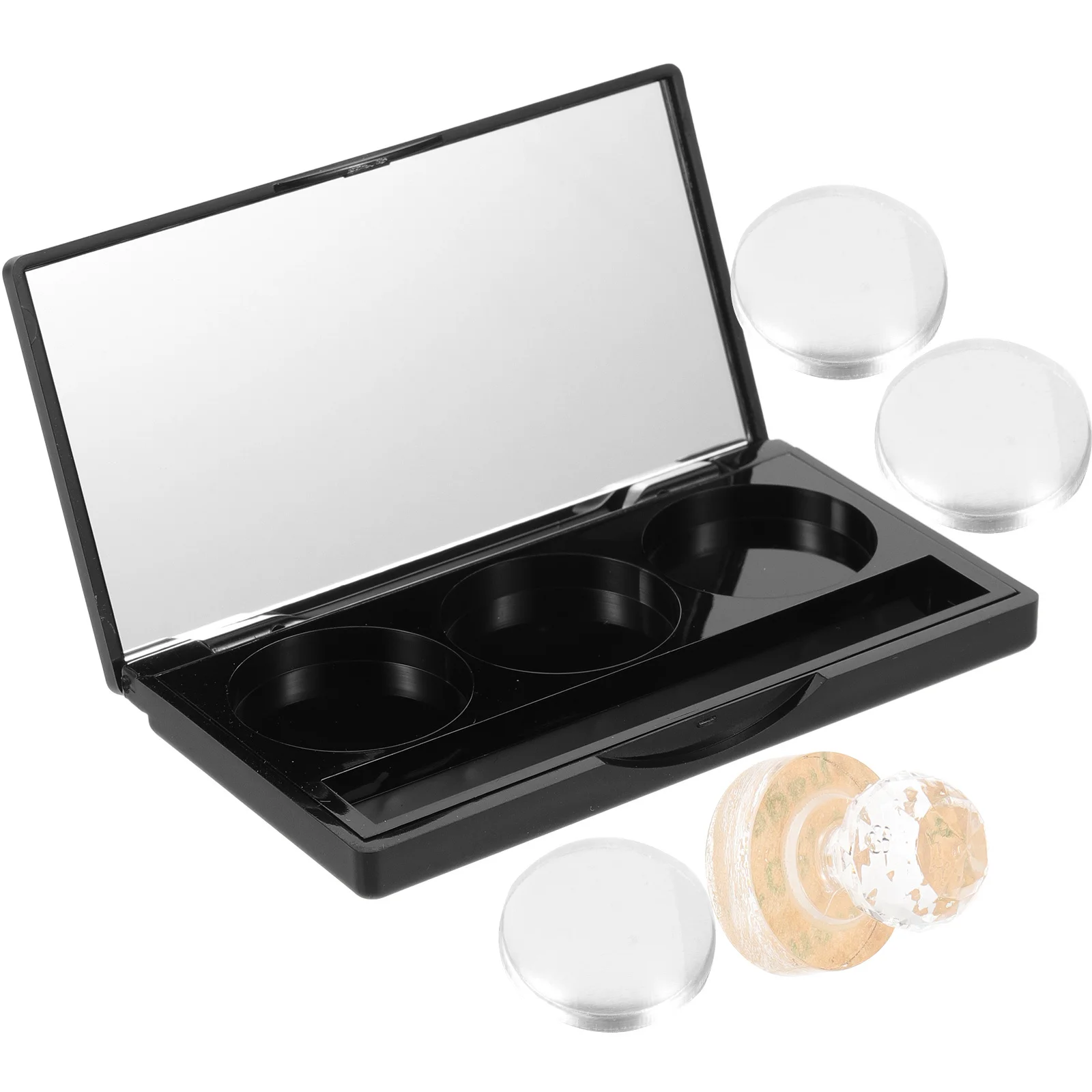 1 conjunto de paleta de sombra vazia, recipiente compacto para maquiagem de viagem, contém sombra, bálsamo labial, pó, bandeja reutilizável resistente com