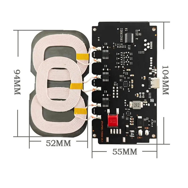 ABDE-10X 10-24V 20W Wireless Module Type-C For 3-Coil High Power Fast Charging Module For Car