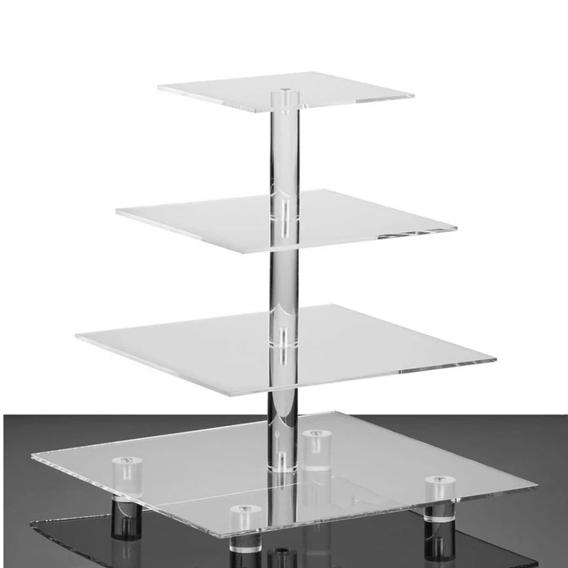 4 Tier Acrylic Cupcake Stand,Square Cupcake Display Stand For Birthday, Baby Shower, Tea Party And Wedding Decor 30 X 30 X 35Cm