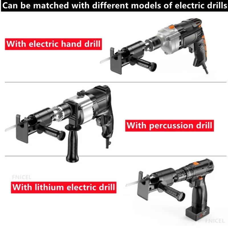 Portable Reciprocating Saw Adapter Electric Drill Modified Electric JigSaw Curve Saw Power Tool for Wood PVC Steel Pipe Cutting