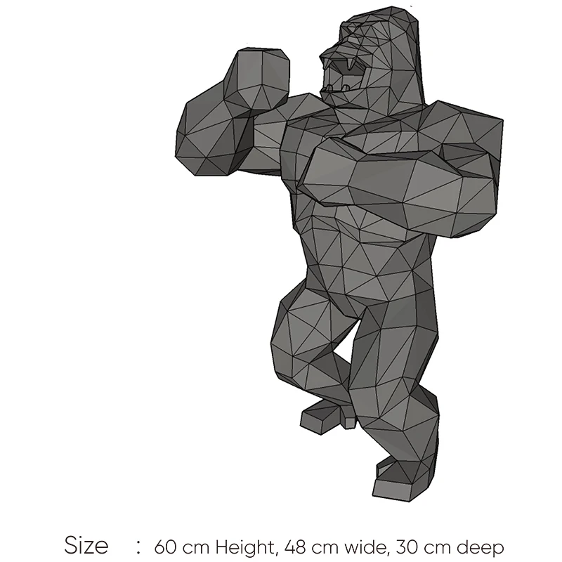 โมเดลกระดาษกอริลลาขาตั้งขนาด60ซม. 3D พับกระดาษแบบทำมือปริศนา DIY การตกแต่งบ้านงานฝีมือกระดาษรูปปั้นตกแต่งโต๊ะของขวัญของเล่นเด็ก