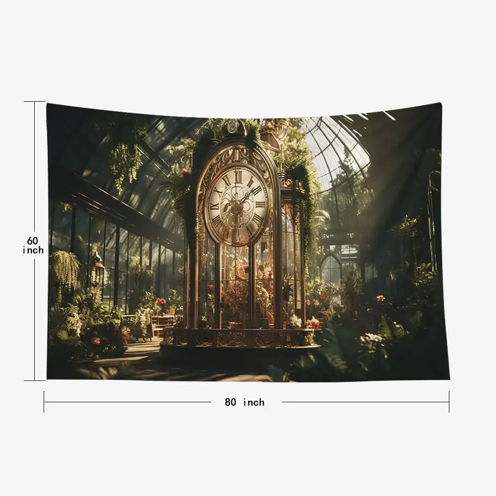 Large Tapestry Greenhouse Mural Art Wall Decor Vintage Victorian Conservatory Botanical Tropical Plant Scene Luxury Home Decorat