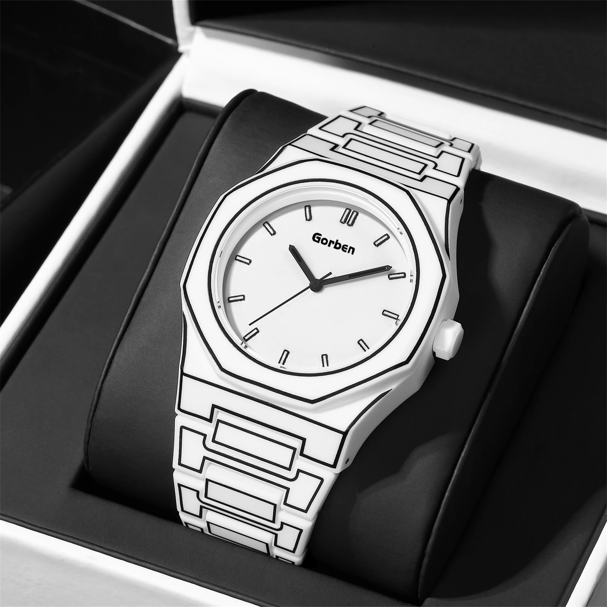 2025 Factory Direct Selling Light Cartoon Case Black Men's Watch Classic Minimalist Strap Men's Quartz Watch Fashion Style Clock