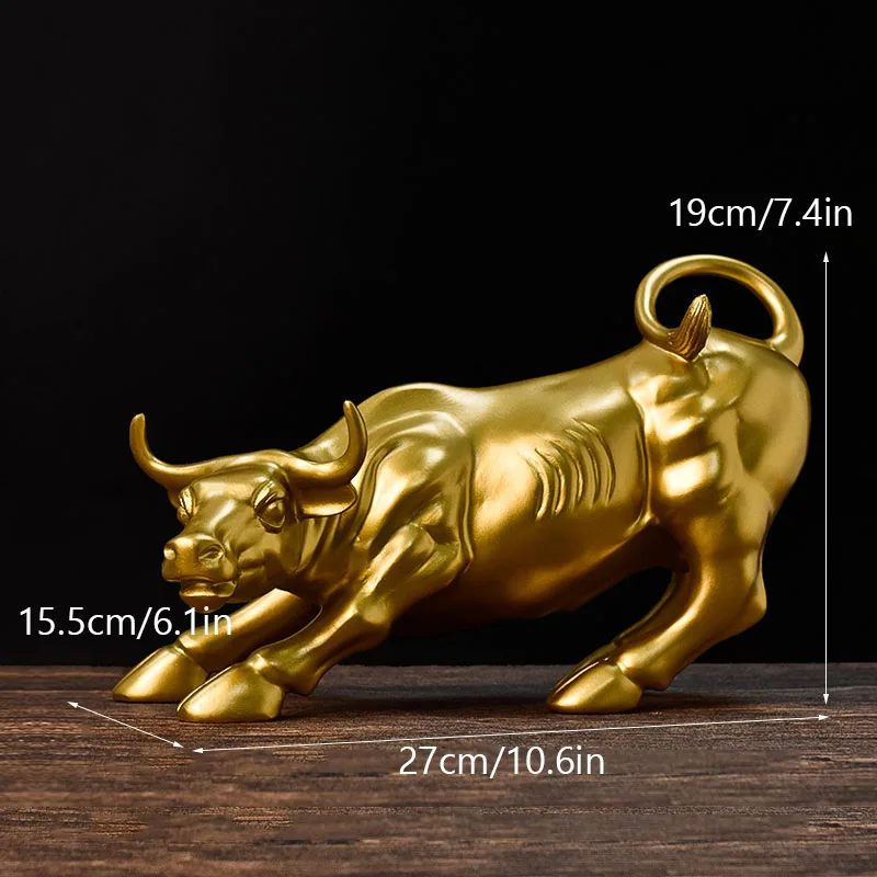Rijkdom beeldje/Feng Shui-decor Golden Resin Feng Shui Standbeeld Chinese Zodiac Animal Bull OS jaar Mascot Home Decoration Attract Wealth and Good Luck, Feng Shui Decor Relatiegeschenk