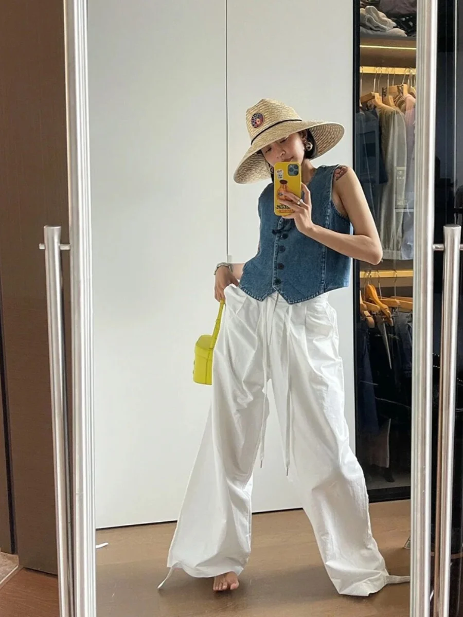 Faionable Chic Denim Vest Dames Zomer Trendy Eenvoudig Veelzijdig V-Ne Jaet Sli Match Casual Bovenkleding