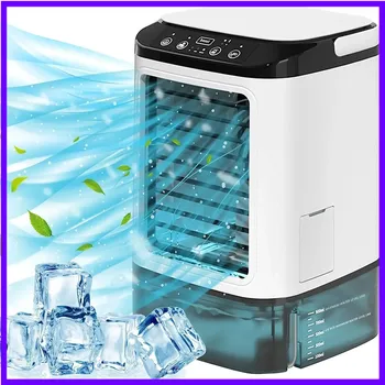 전기 에어컨 콜드 선풍기 듀얼 스프레이 초음파 분무, 매우 조용한 3 가지 바람 모드, 야간 조명, 휴대용 에어 쿨러