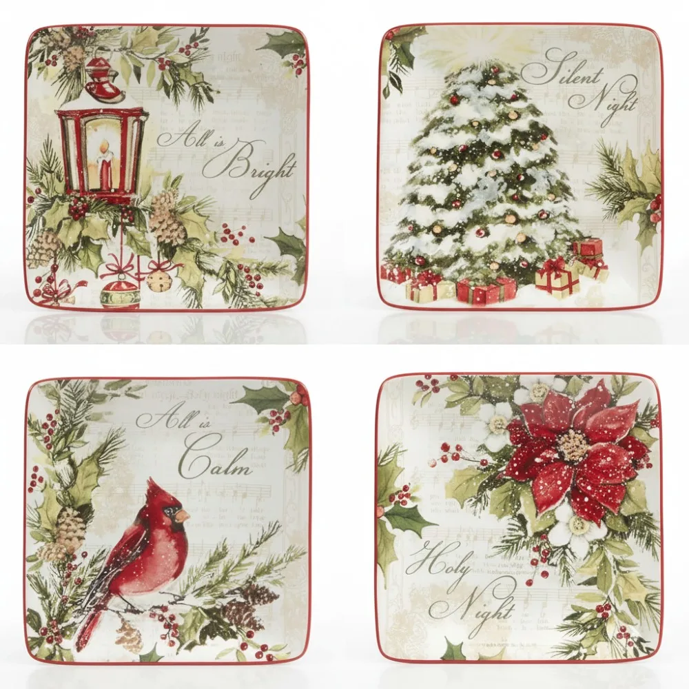 

6-Inch Luncheon Plates Set of 4, Multicolor Small Dishwasher Safe for Holiday Dining & Entertaining