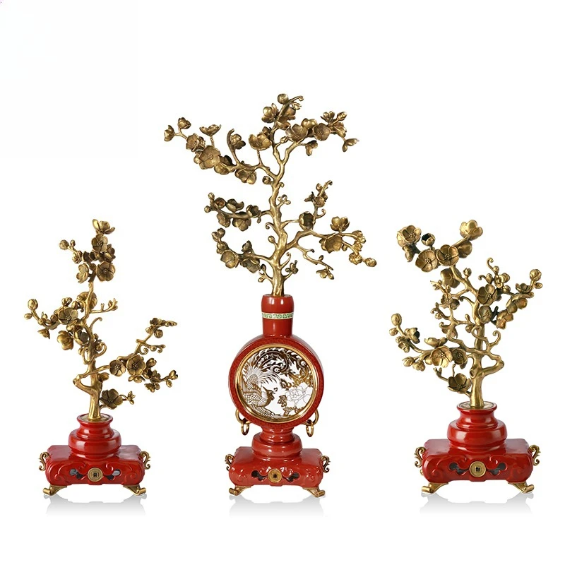 High temperature porcelain painted red handmade ornaments living room entrance