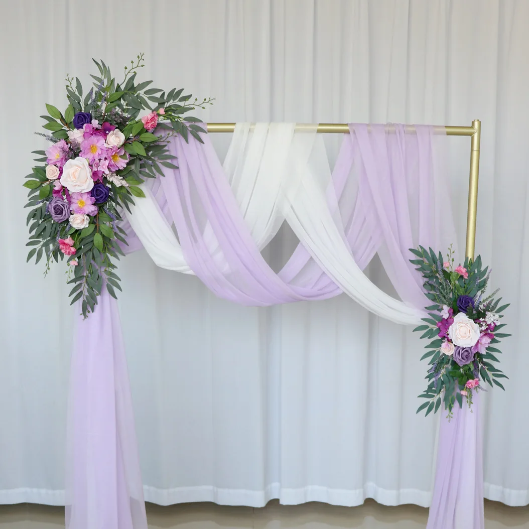 Yannew Purple Lilac Artificial Wedding Arch Flowers Floral Swag Arrangement for Wedding Ceremony Arbor Reception Backdrop Decors