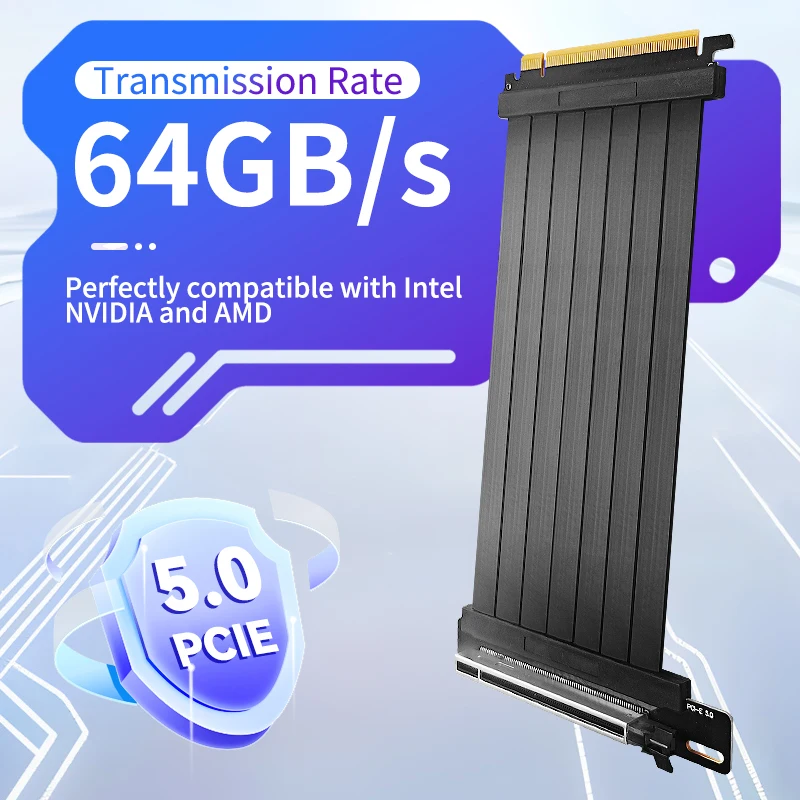 UPSIREN PCI-E 5.0 X16 GPU Extension Cable,Cable length 200mm/Gold-plated process/Suitable for 50 series graphics cards