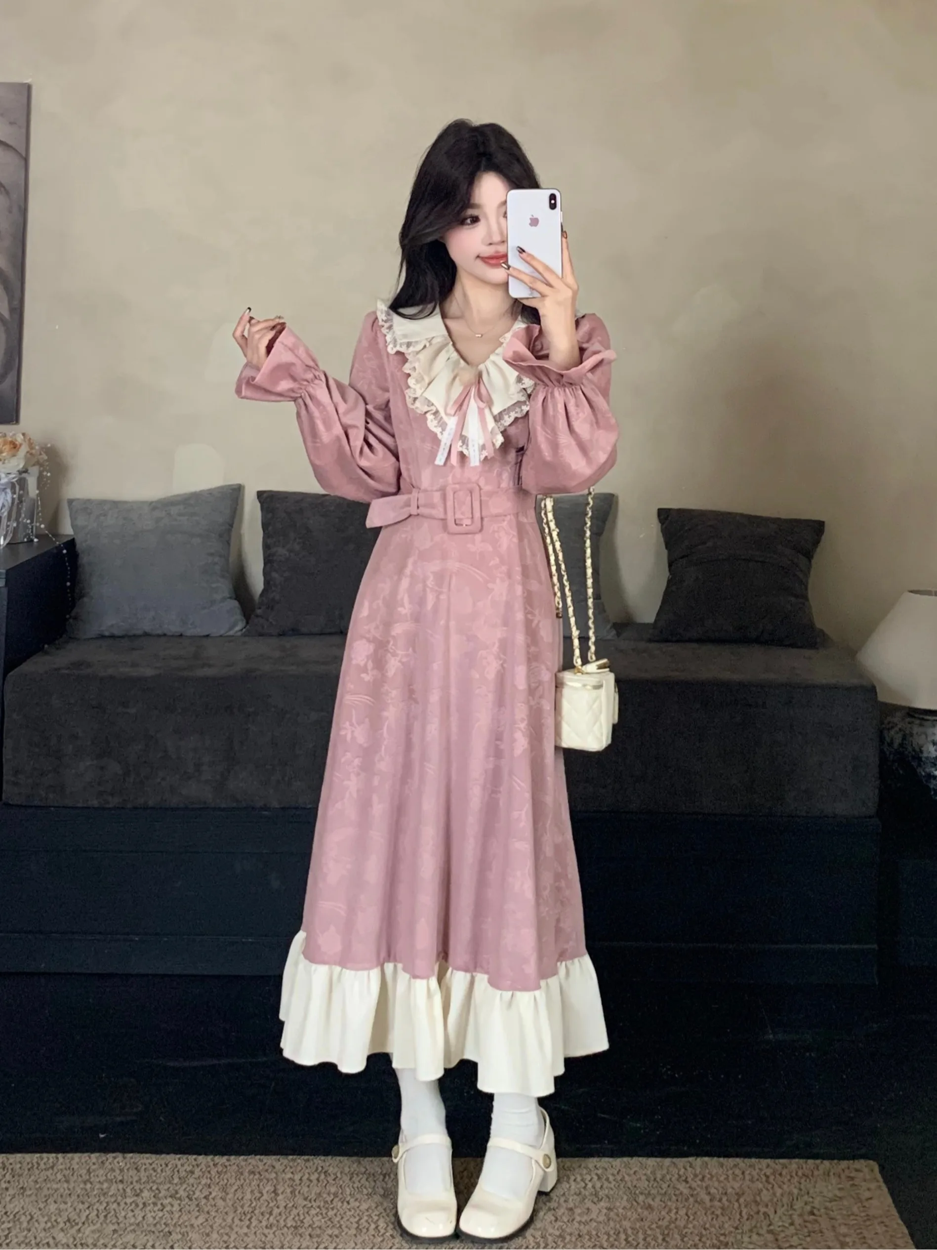 

plus Size Kimono Style Splice Winter Dress with High Waist And Long Sleeves for Women Elegant Casual Outerwear