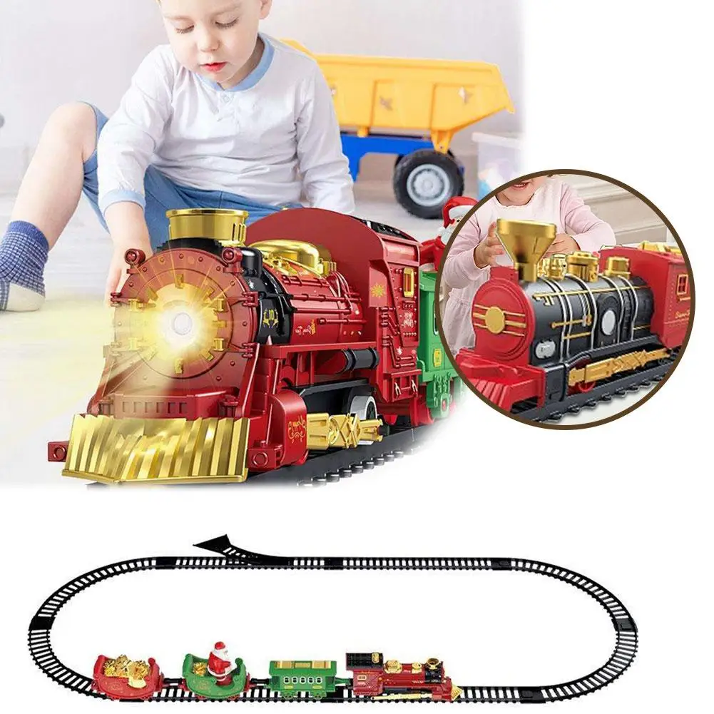 Train de noël électrique pour enfants, jouet sur rail 3d avec musique et lumières Led, cadeau éducatif pour enfants, vacances d'anniversaire K8y3