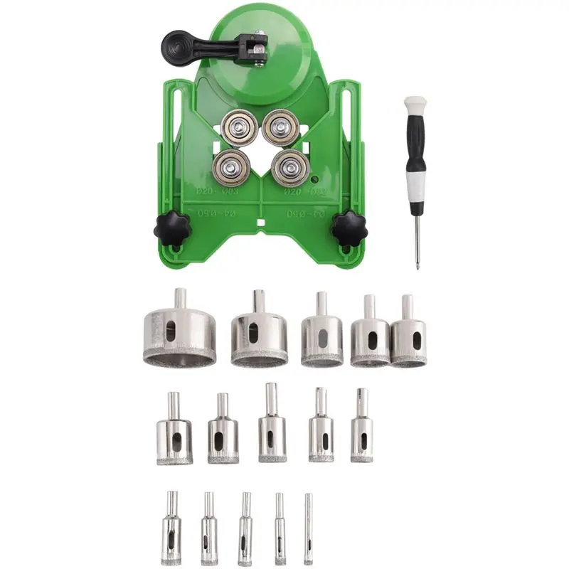 

AEF5- Hole Saw Kit 17PCS Drill Bits Sets With Double Suction Cups Guide Jig Fixture From 4Mm-83Mm Hollow Drill Durable