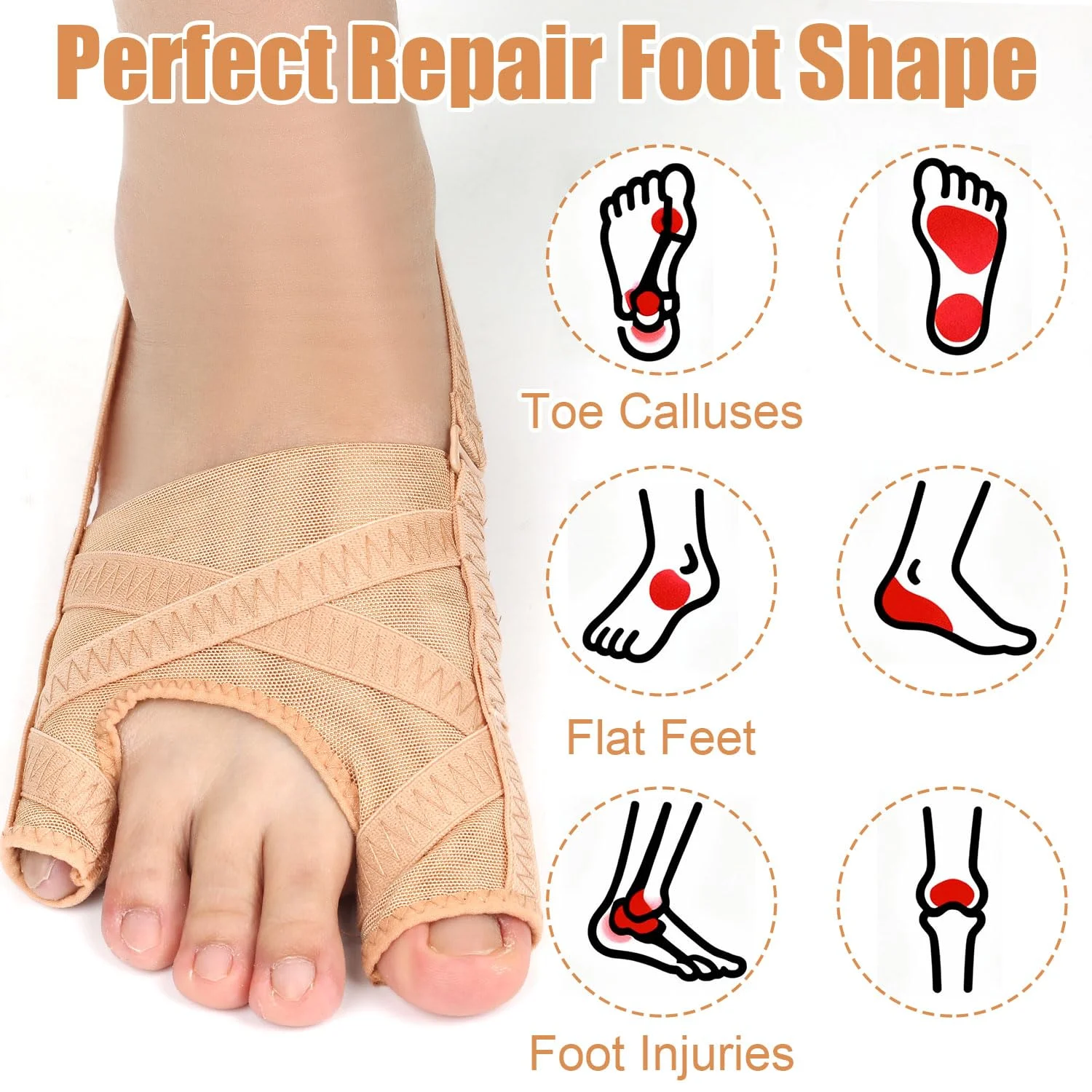 1 pcs Adjustable Bunion Corrector Sleeve with Dual-Toe Separator (for Hallux Valgus/Bunion Relief)
