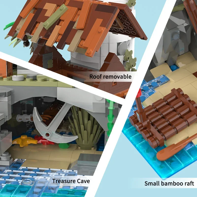 2340PCS Villaggio di pesca Faro Building Blocks Creativo Mare Isola Casa Modello Mattoni con luce Bambini Giocattoli fai da te Regali