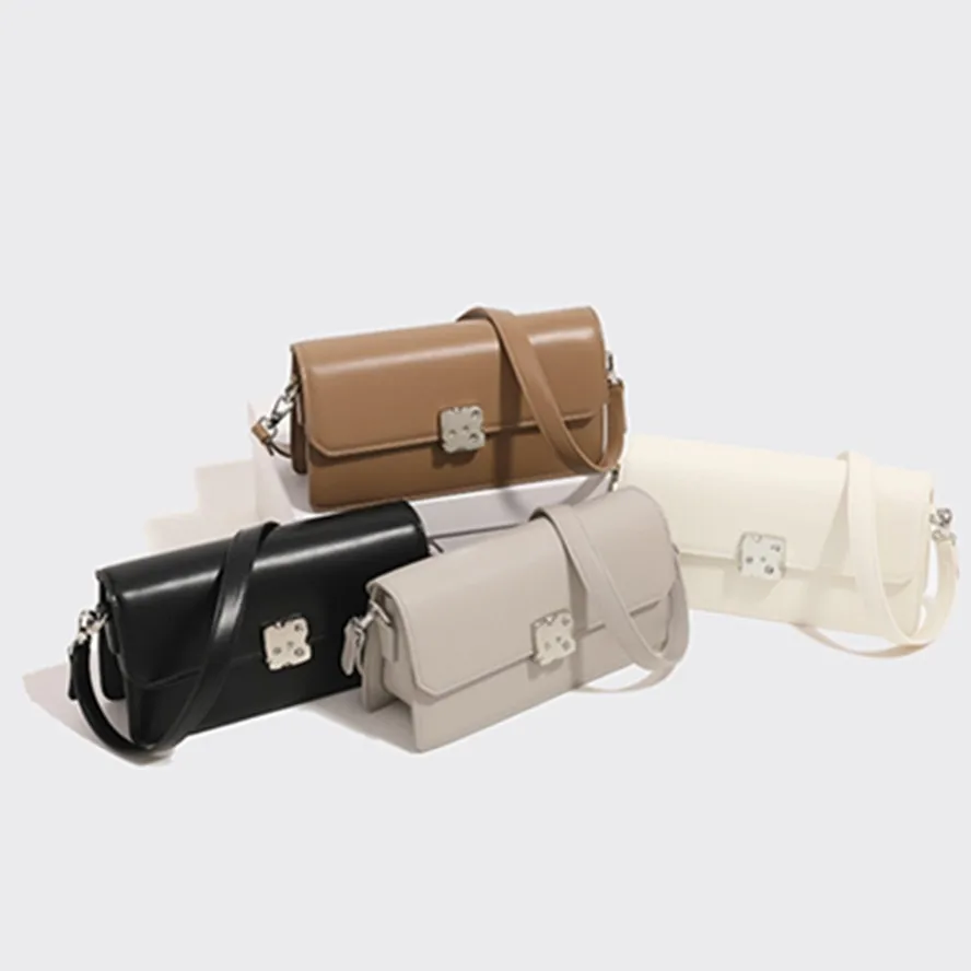 Withered Fashionable Soft Leather Underarm Bag 2024 French Office Ladies Single Shoulder Messenger Bag Small Square Bag Women