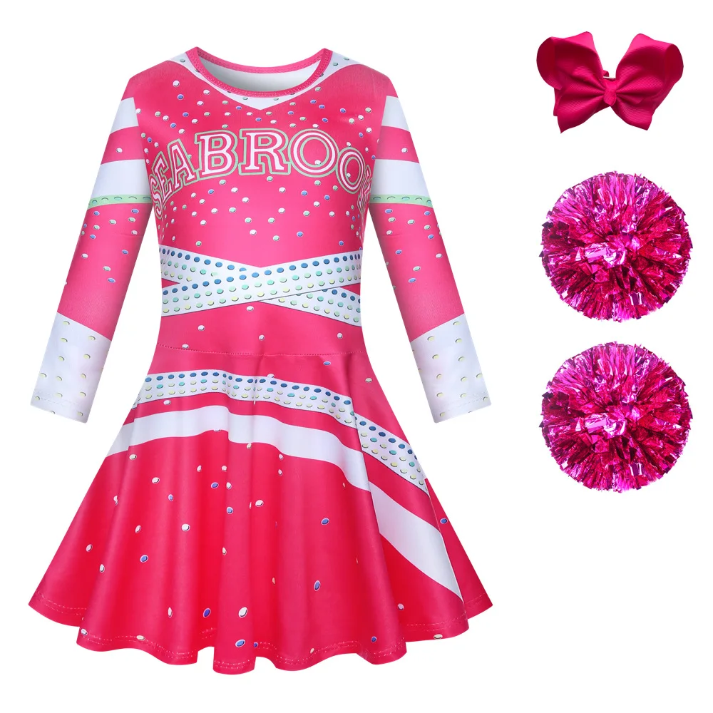 Girls Carnival Halloween Cheerleader Costume Cosplay Kids Zombie Addison Outfit Children Fancy Party Dress Cheer Uniform Clothes