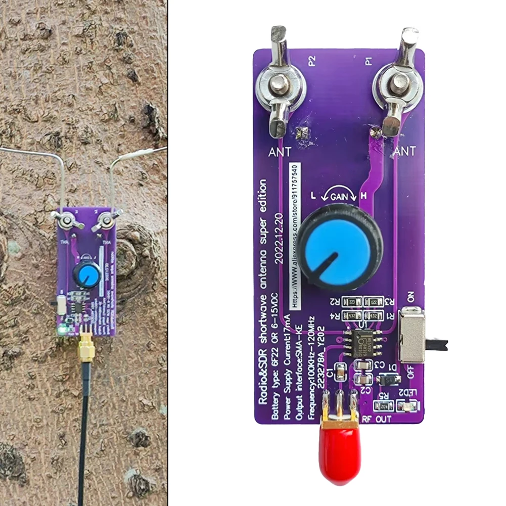 Active Magnetic Loop Board Adjustable Gain Low Noise For Shortwave Receiver 100kHz-30MHz Testing Tool