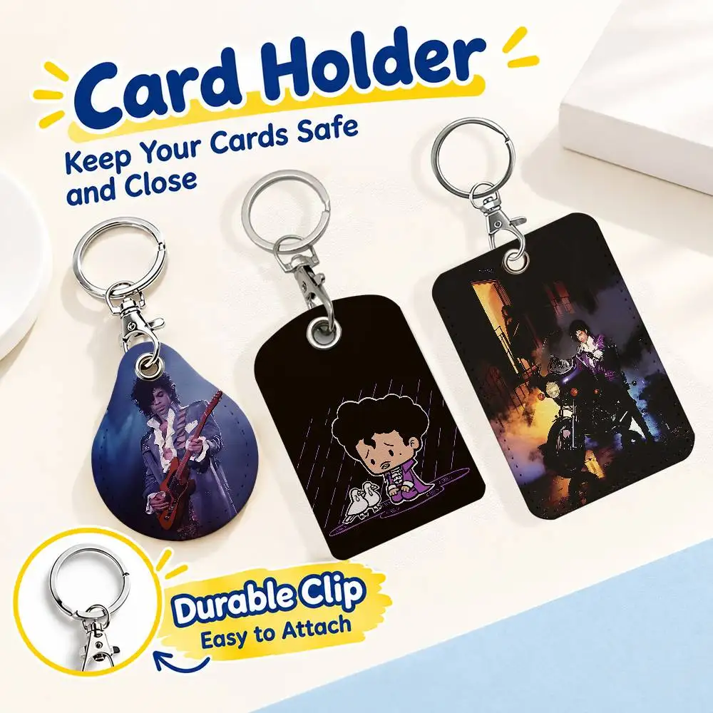 FOR Prince Rogers Nelson Keychain Card Holder Leather Keeps ID Cash Keys Cards Ready for Work School Travel Daily Errands
