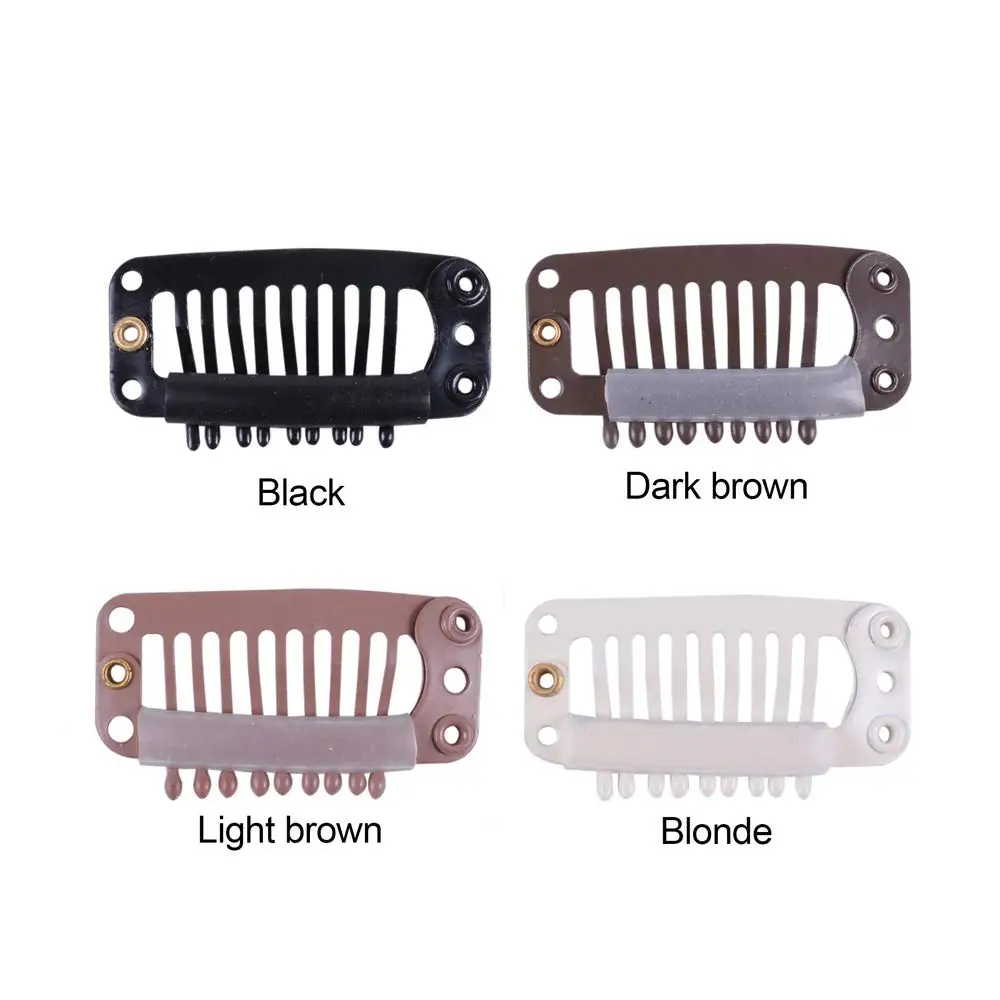 

10/20/50Pcs 9-teeth Beige/Brown/Black Hair Extension Clips Hair Extension Wigs Snap Clips Comb Small Snap Wig Accessories Clips