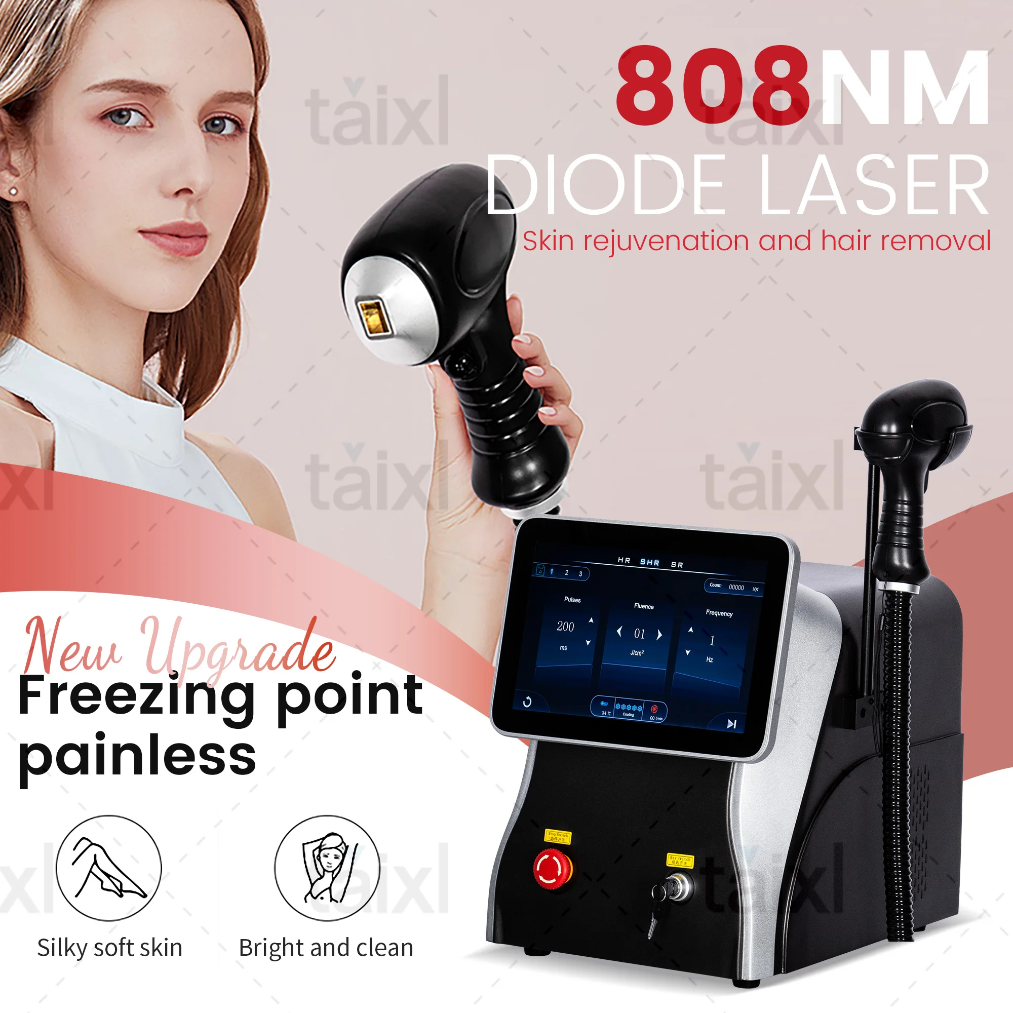

3500W Titanium Diode Laser Epilator Permanent Hair Removal Professional Laser 3 Wavelength 755 808 1064nm Painless Hair Removal