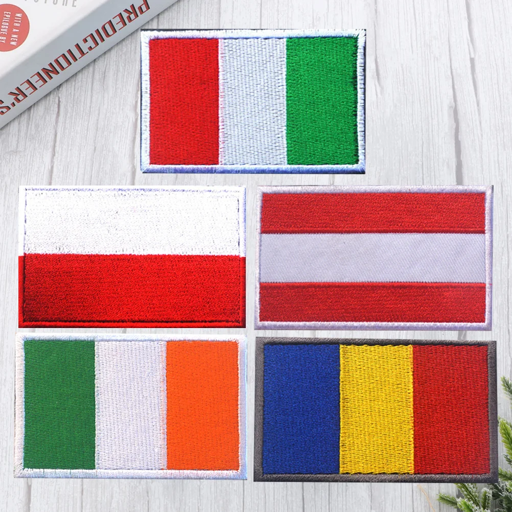5pcs Sports Embroidery Badge Patch National Flag Design For Armband Diy Cloth Paste Decorative Iron On Appliques Handicraft