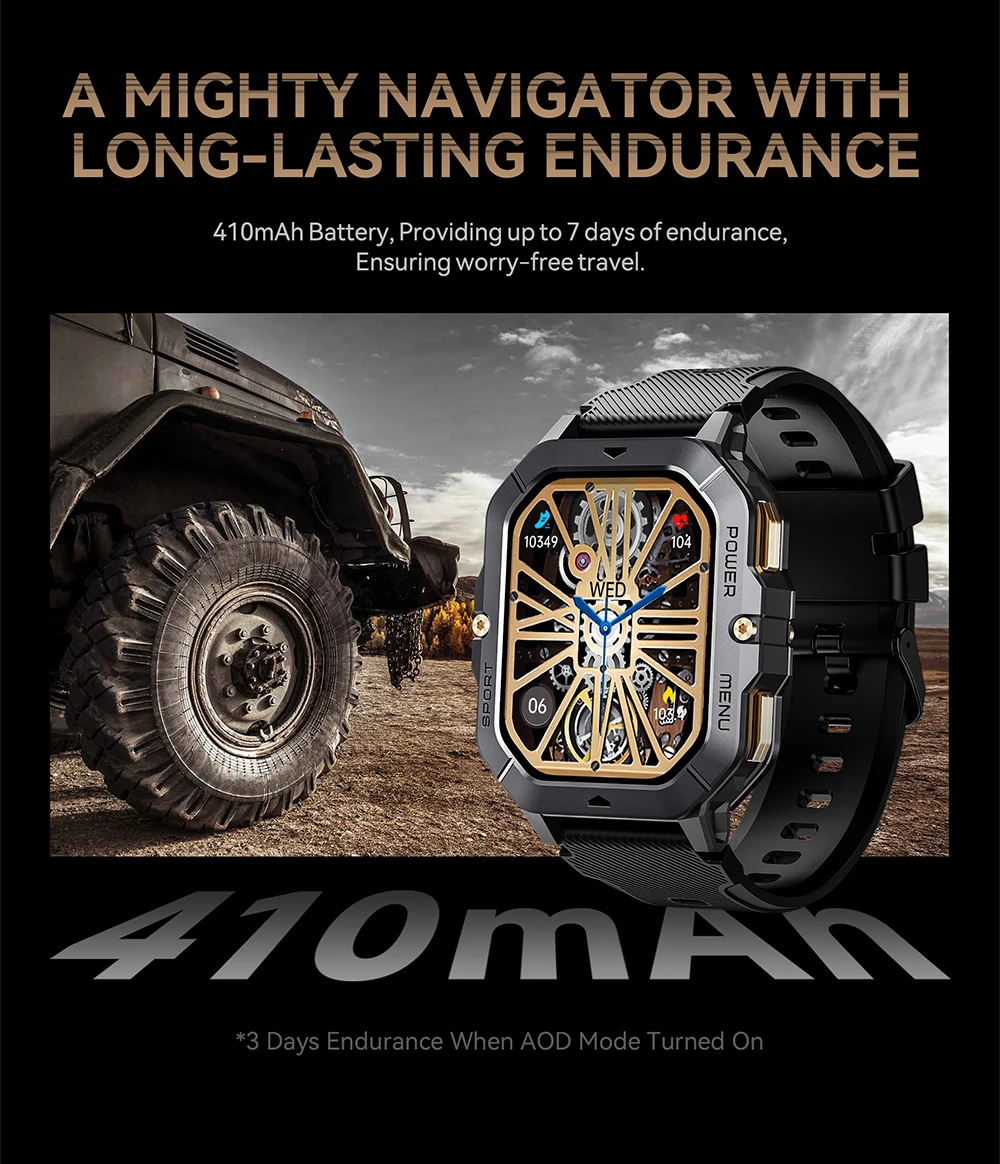 CUBOT C28 Wasserdichte Intelligente Uhr Männer 2,02 Zoll Fitness Tracker Sport Handgelenk Smartwatch Für Android IOS Bluetooth Anruf – Detail 6