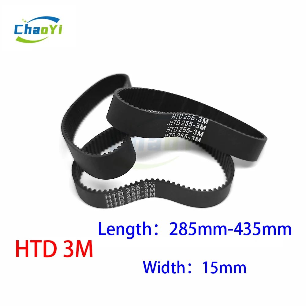 HTD 3M Closed Loop Rubber Timing Belt Length 285 288 291 294 297 300 303 306 309 312 315 318mm Width 15mm Drive 3M-285 3M-300