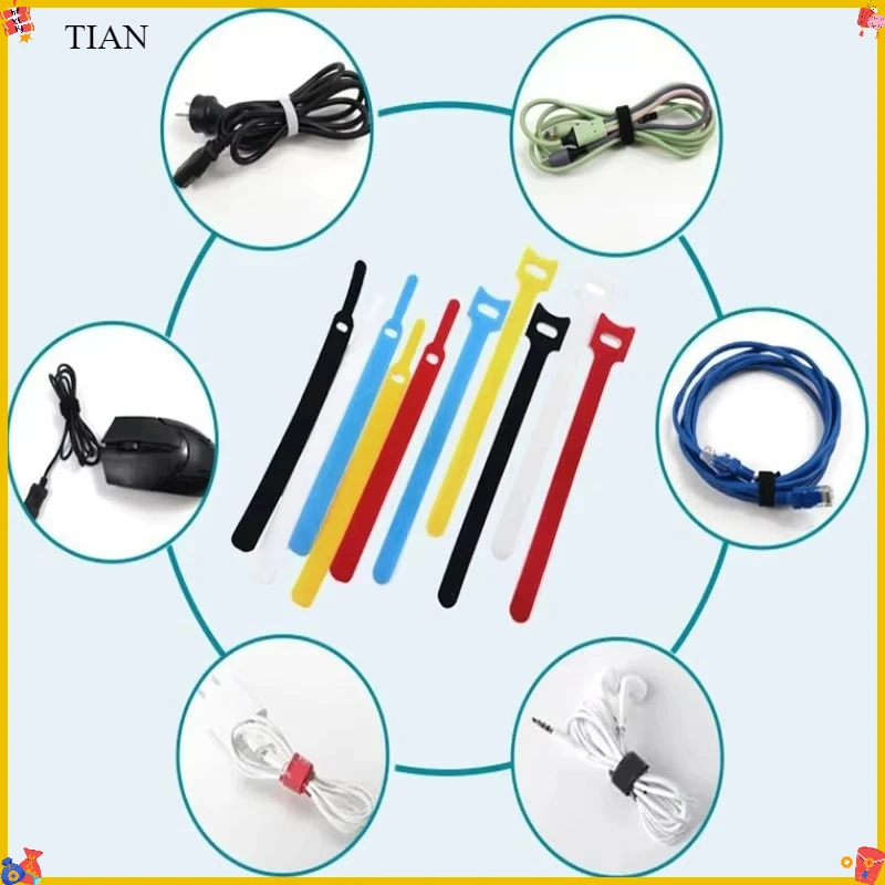 Releasable Cable Ties Wire Organizer Black 15cm Nylon Hook Loop Straps Wrap Zip Bundle Bandage Tie Plastics Fastening