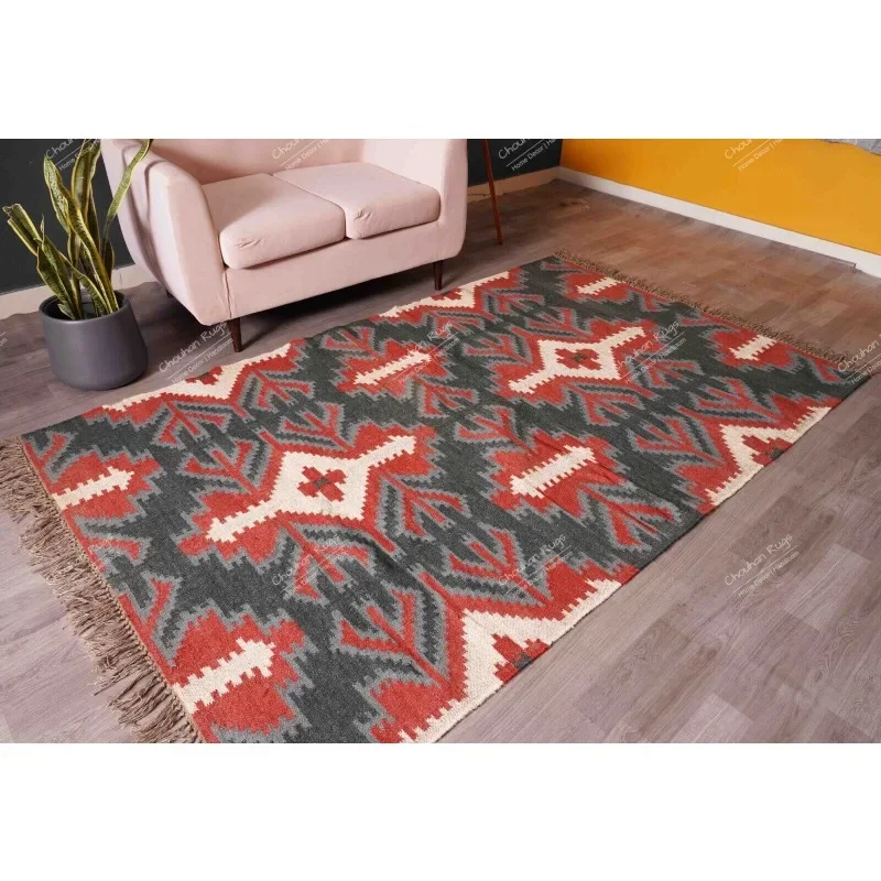 Vintage Turkish Hand-Woven Kilim Flat Weave Area Rug Vintage New Hand-Woven