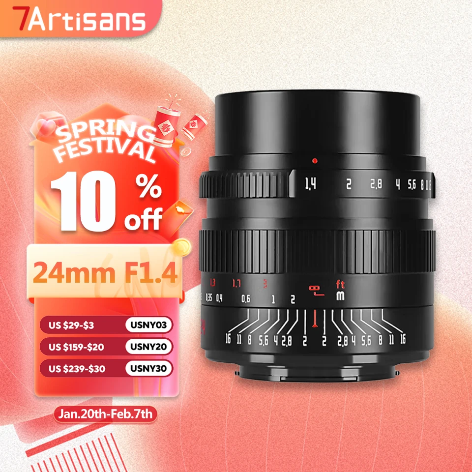 7artisans APS-C 24mm F1.4 Wide Angle Environmental Humanities Camera Lens for Photography with E A7RIII X Z RF M M43 L Mount