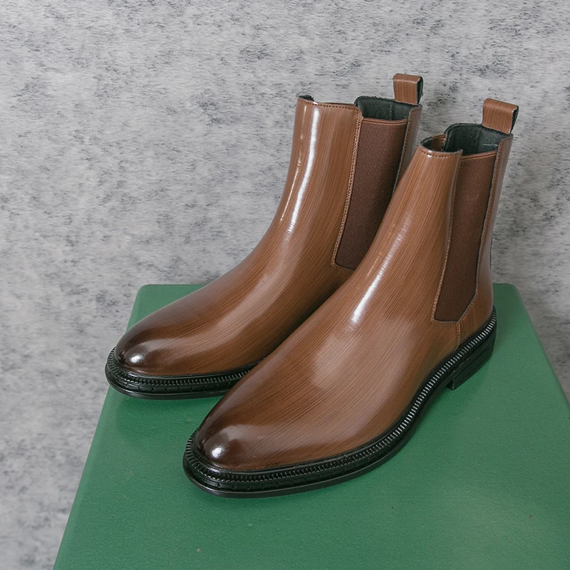

Autumn Winter Men Fashion Chelsea Boots Black Brown Casual Comfortable High-quality Business Men Boots Social Boots Sizes 38-46