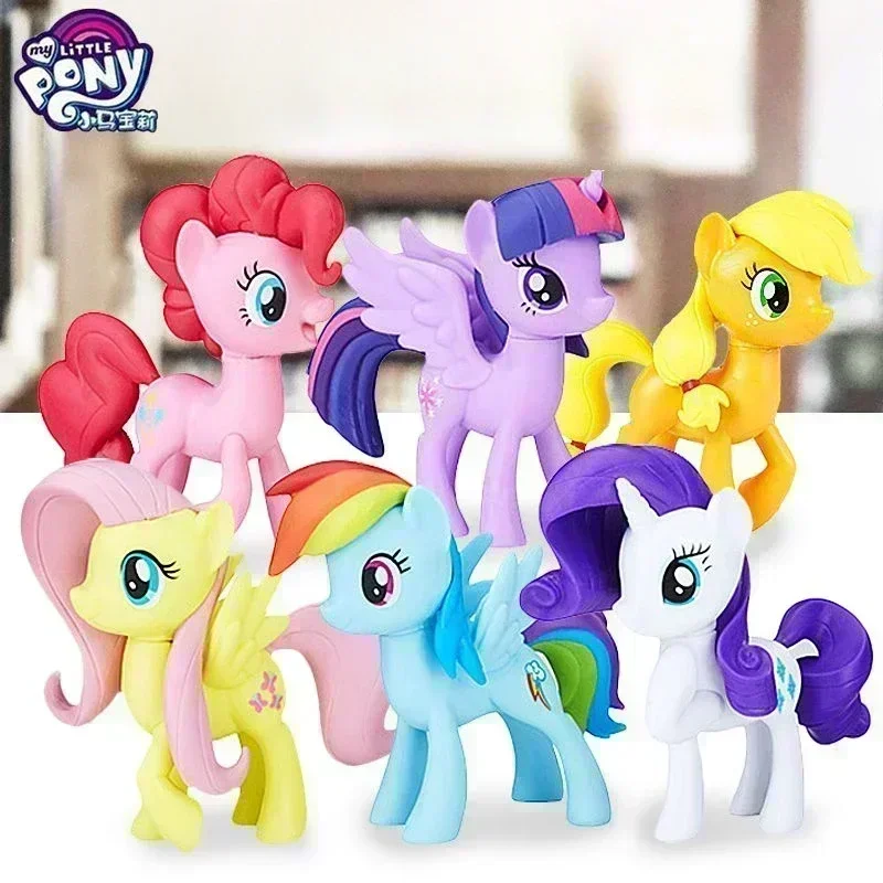 6 Stück My Little Pony Anime Twilight Sparkle Pinkie Pie Figur Niedliche Cartoon Kawaii PVC Modell Spielzeugpuppe Geburtstagsgeschenk