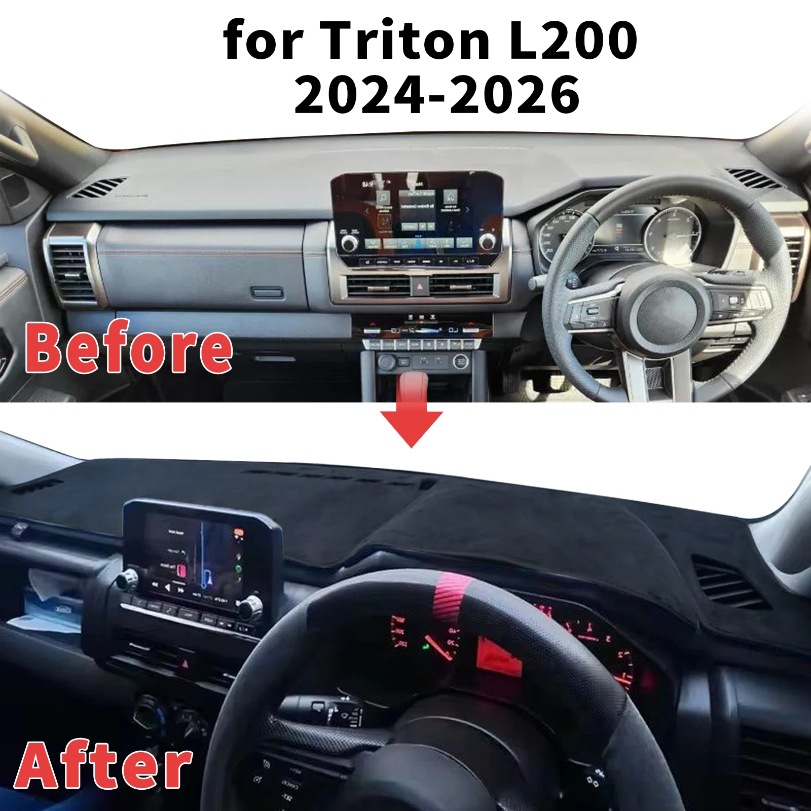 

for Mitsubishi Triton L200 2024-2026 Dashboard Cover Sun Shade Protector Dashmat Anti-Glare UV Carpet Mat Automotive Dash Mat