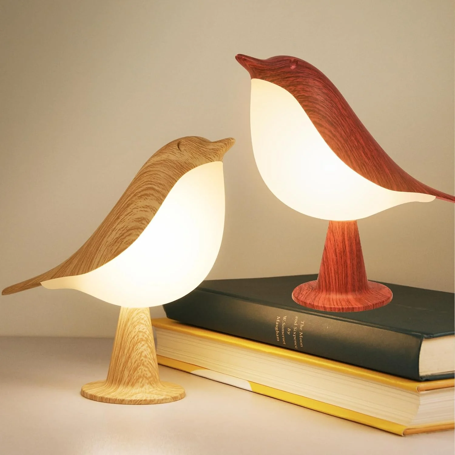 Simple Small Desk Bird Lamp Rechargeable Battery Night Light with 3 Color Temperature Dimmer and Touch Sensor for Bedroom Bedsid