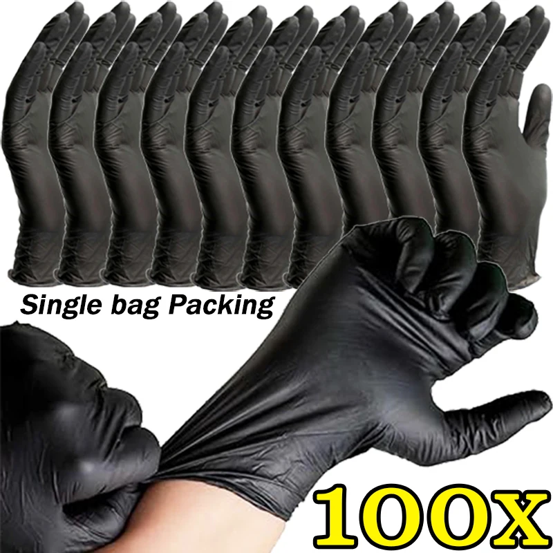 Disposable Black PVC Gloves Home Cooking Knit Reel Textured Hair Dye Mechanic Tattoo Washing Car Household Cleaning Work Gloves