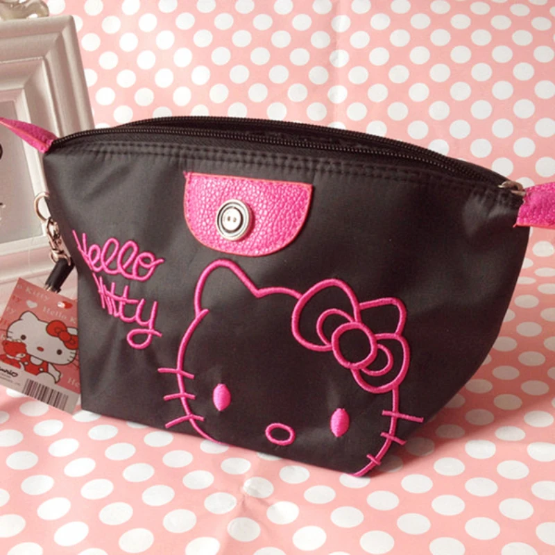 Sanrio Hello Kitty make-up bag Anime bag for girls Cartoon Kawaii large capacity waterproof PU gift bag