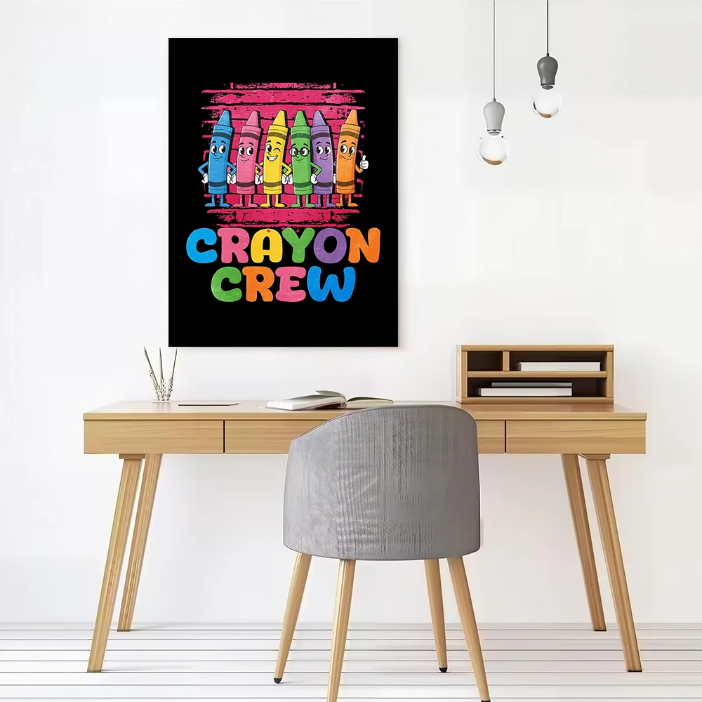 Crayon Crew Funny Cartoon Canvas Wall Art Poster Personalized Photo Printing Perfect Gift for Modern Home Decoration Ornaments