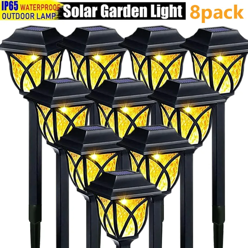 Luces solares para camino al aire libre, luces solares brillantes para patio, impermeables, encendido/apagado automático, luces de jardín para